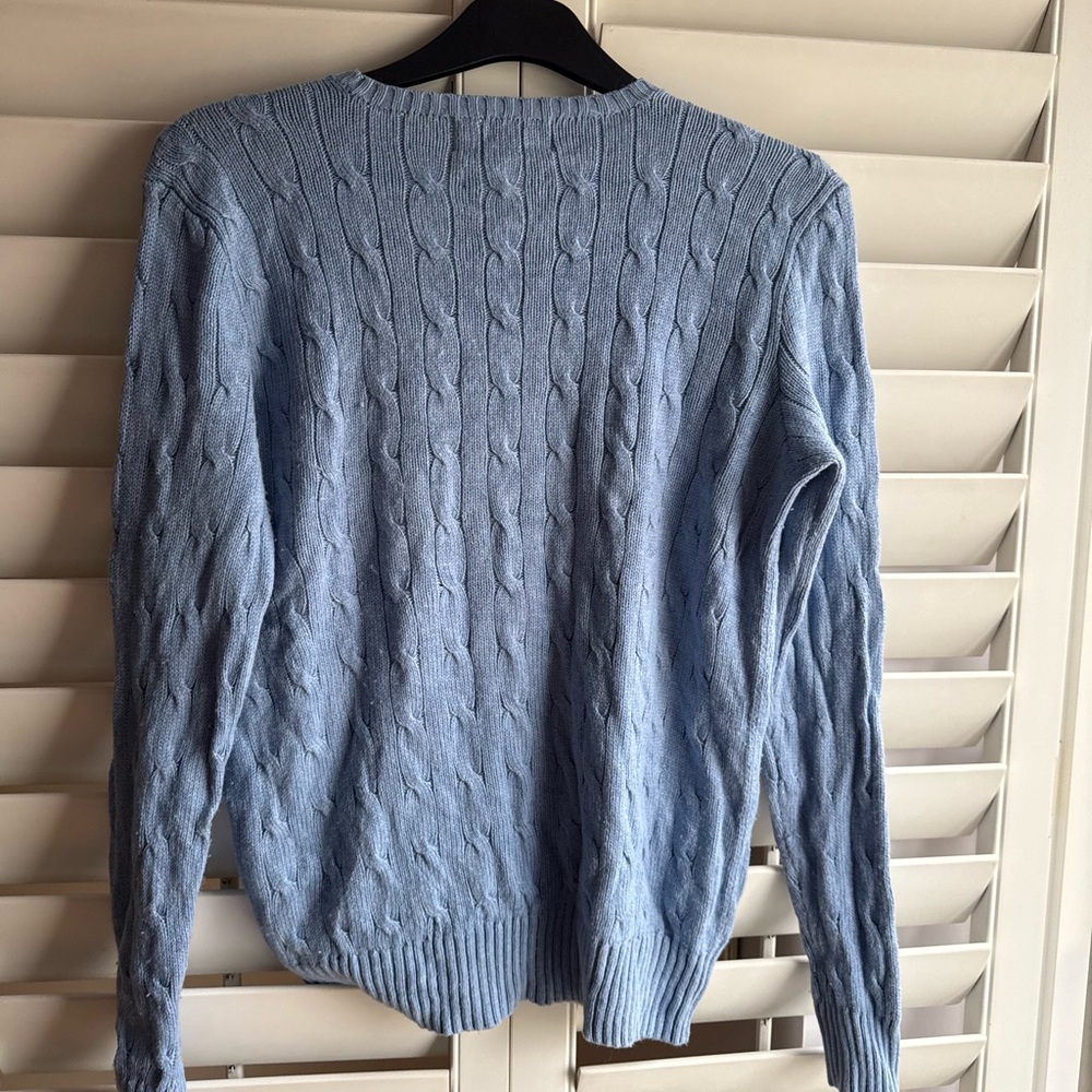 Ralph Lauren Men's Sky Blue Cable Knit Sweater all silk sz S vintage - Picture 4 of 4
